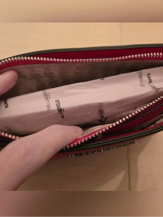 Karl Lagerfeld Paris French Rose Crossbody Clutch Bag Paris Pins Wristlet NWT - Picture 7 of 12